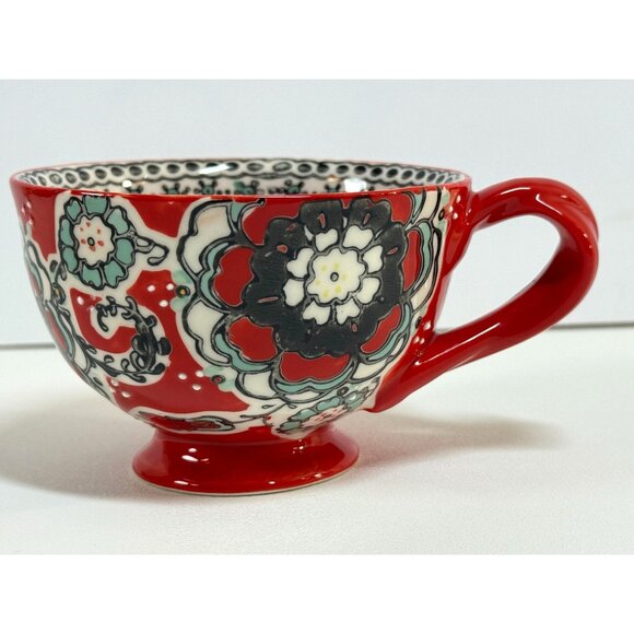 Set Of 2 Anthropologie Elka Ayala Hand-Painted Ceramic Mugs/Cups Twisted Handles - Picture 5 of 14